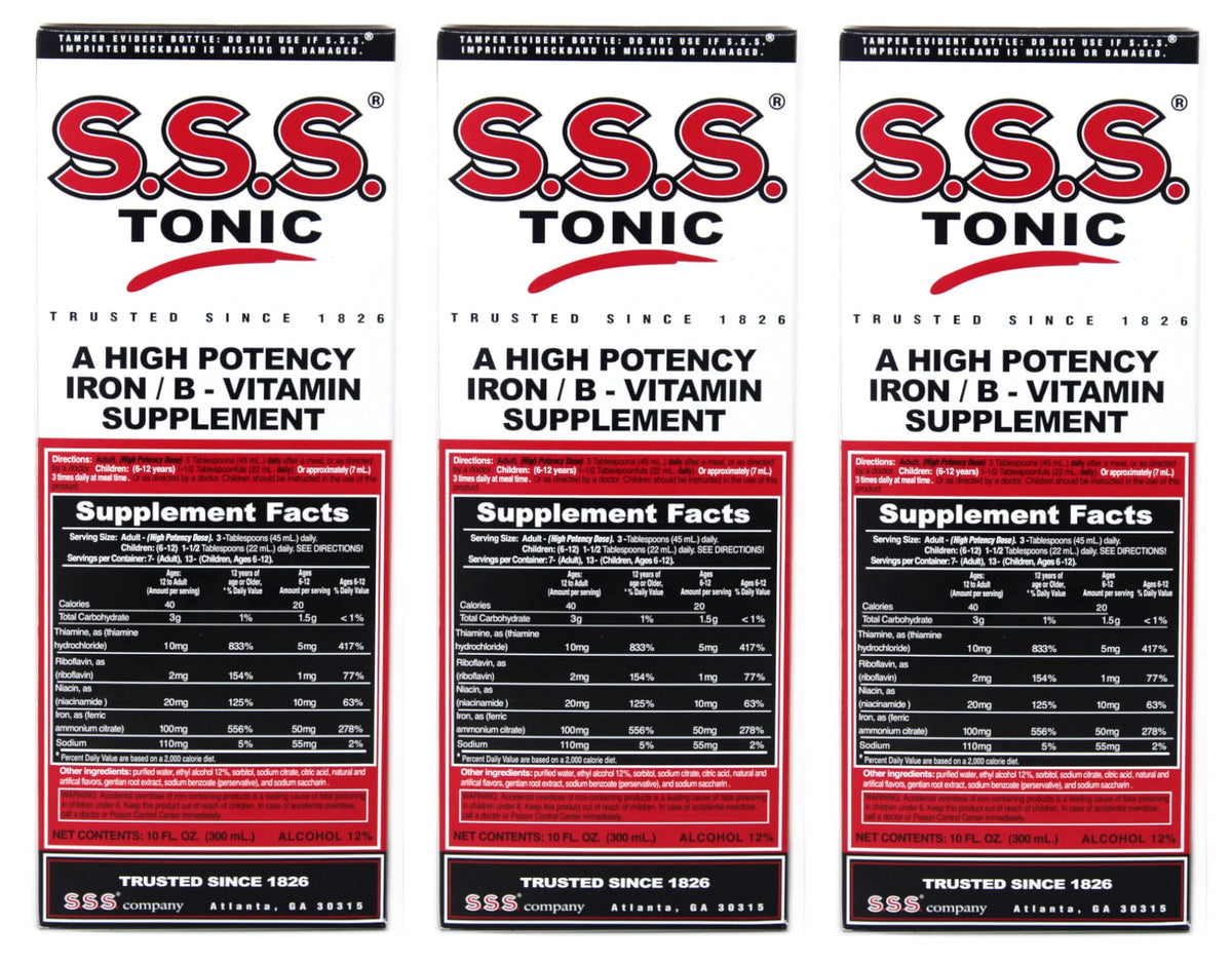 S.S.S. Tonic bottle 10oz for daily iron and vitamin B support