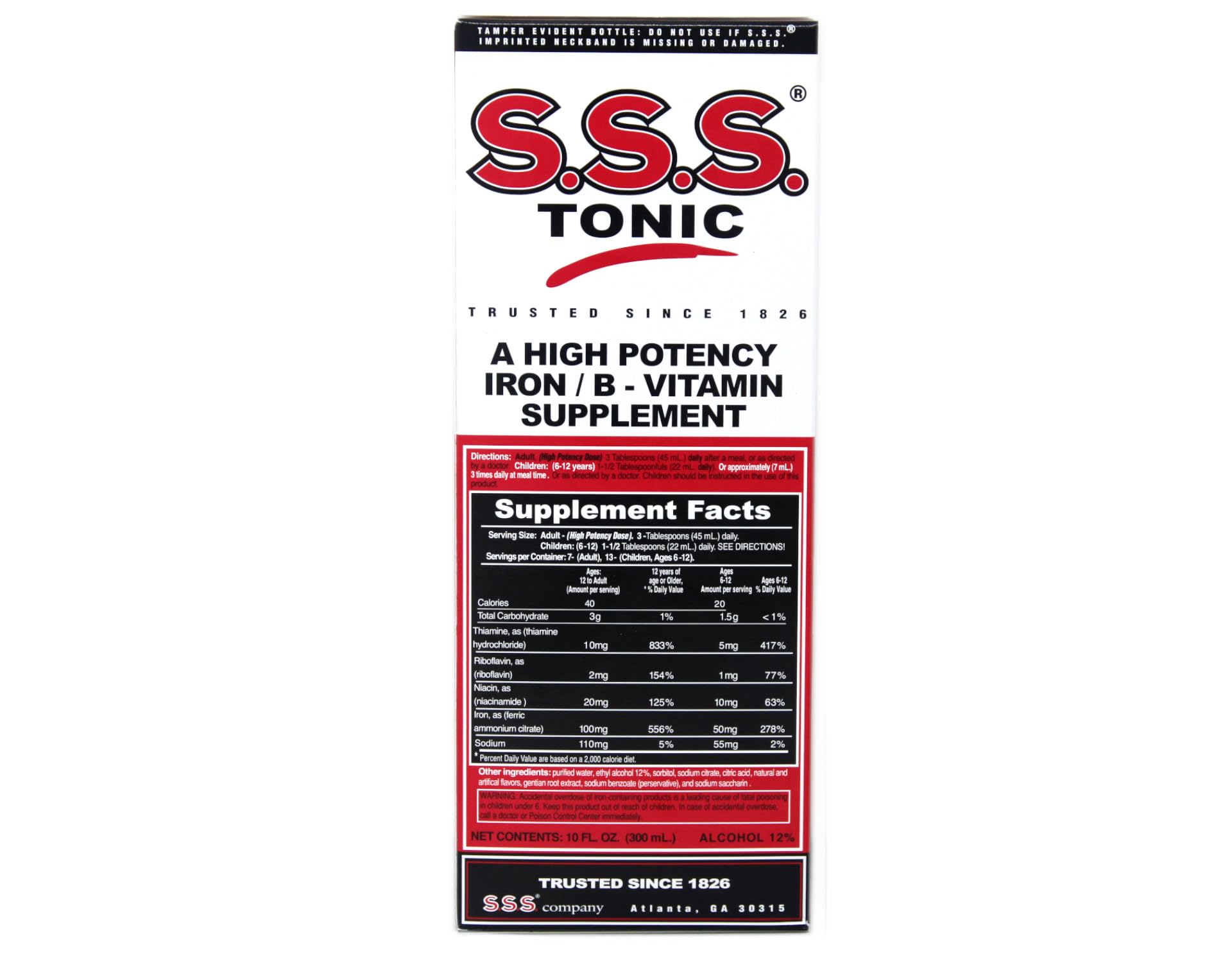 Pouring S.S.S. Tonic into a glass for quick iron and B vitamin intake