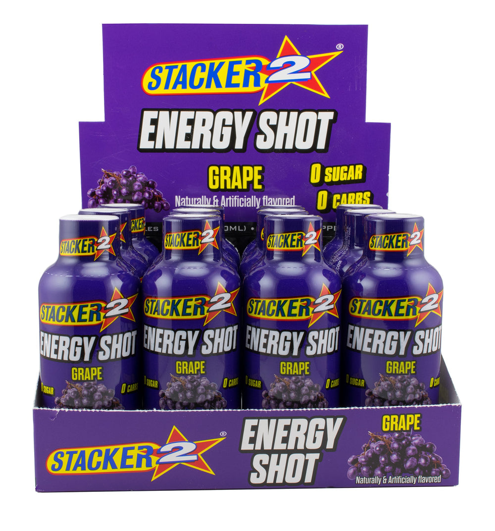Stacker 2 Energy Shot Grape bottle for on-the-go energy and quick refreshment