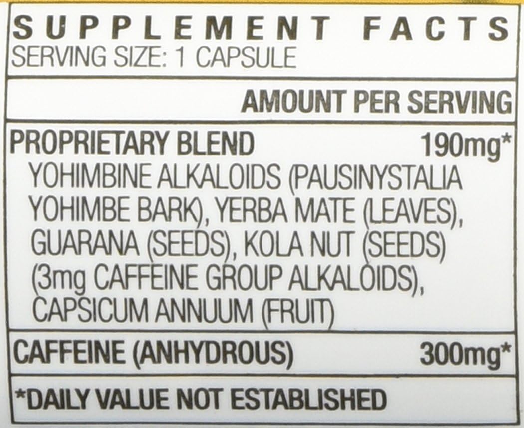 STACKER 2 Yellow Hornet packaging count displaying 120 capsules in six-pack.