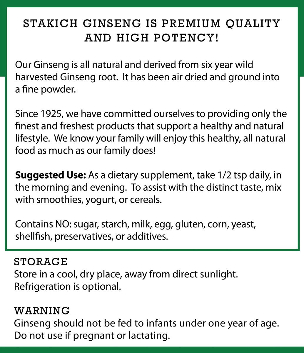 Stakich American Ginseng Root Powder cereal-mix depicts easy addition to cereals.