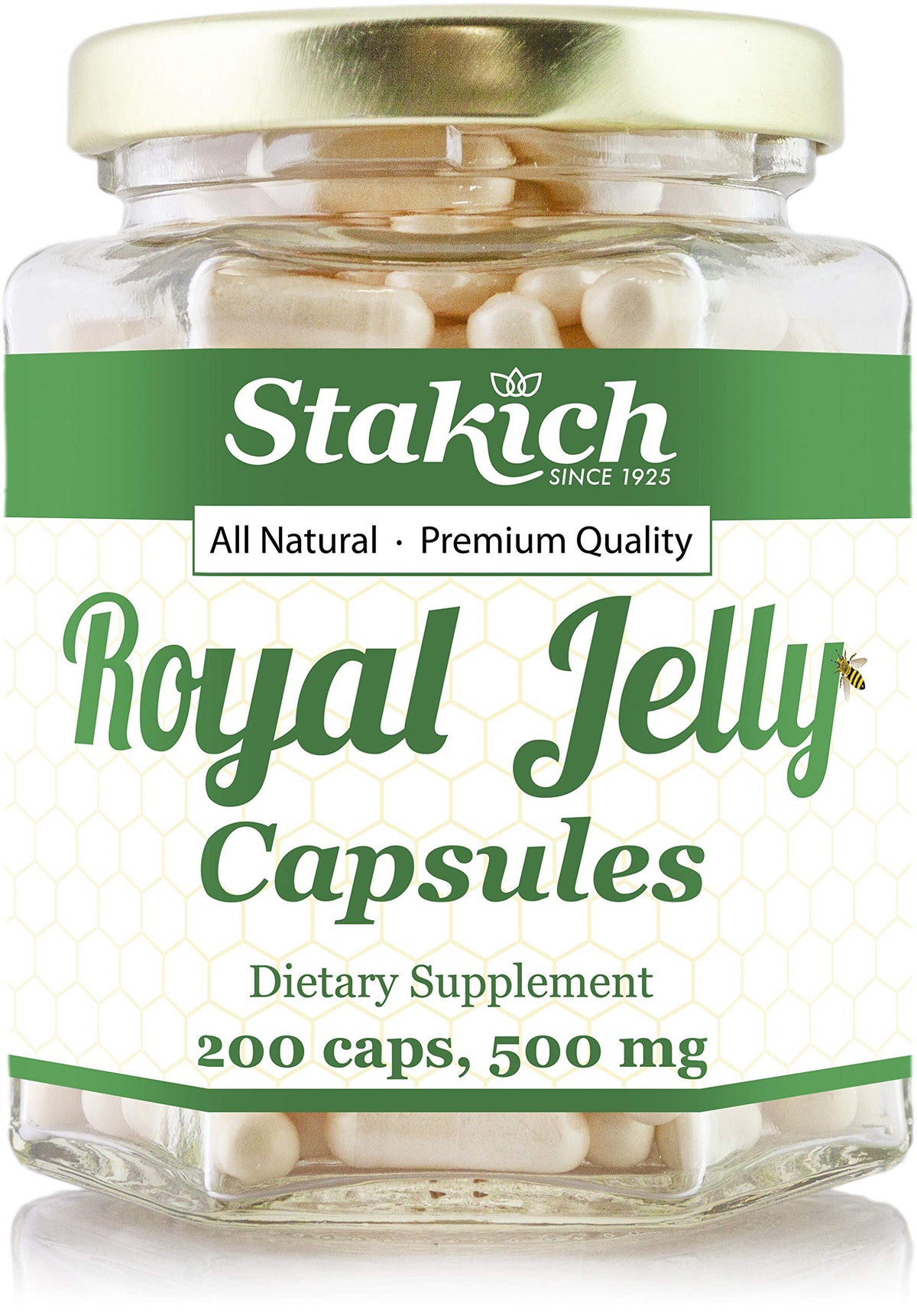 Stakich Royal Jelly Capsules bottle front view for daily wellness