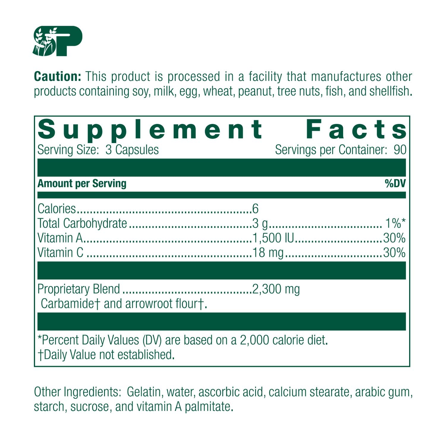 Standard Process A-C Carbamide bottle front showcases gluten-free dairy-free and soy-free formula