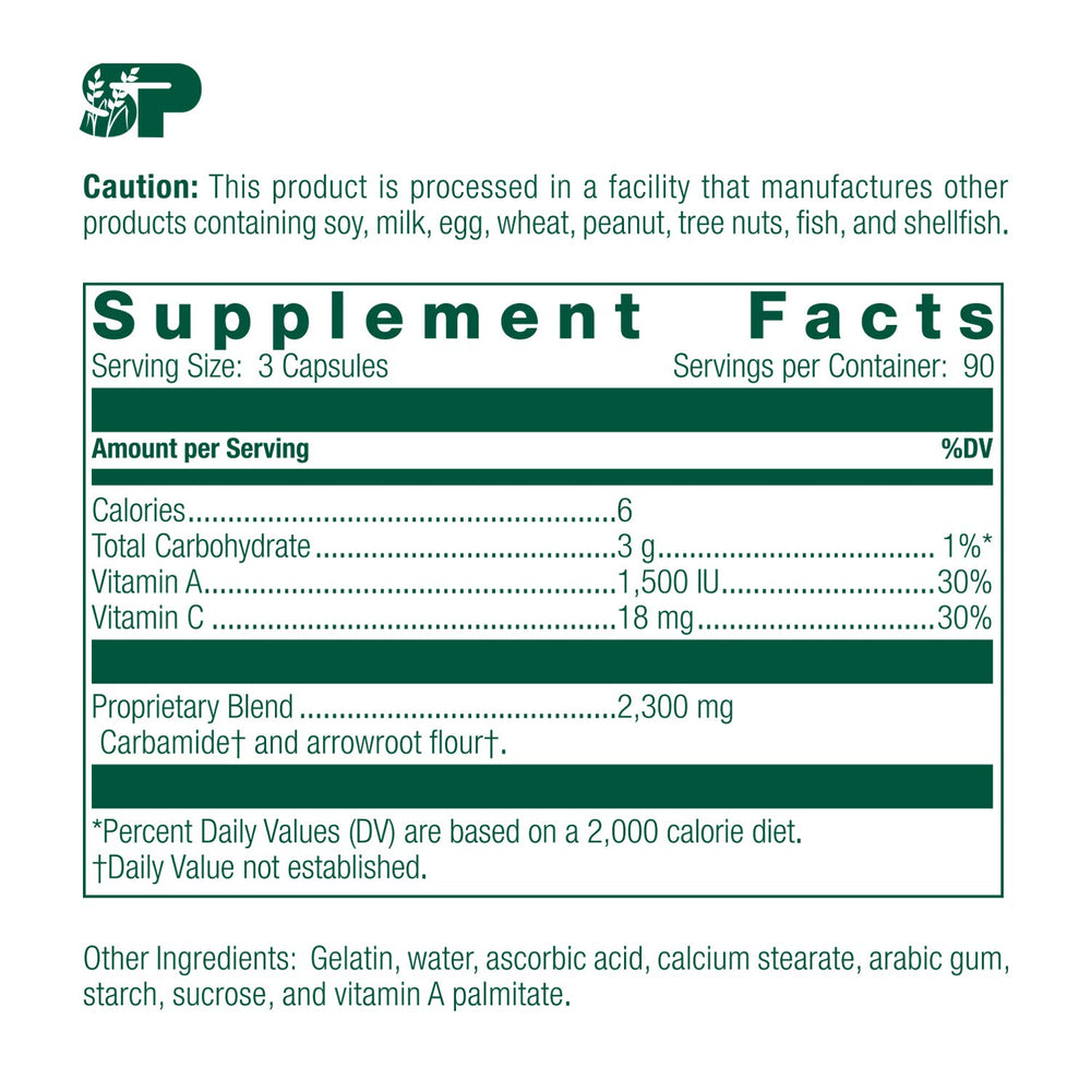 Standard Process A-C Carbamide bottle front showcases gluten-free dairy-free and soy-free formula