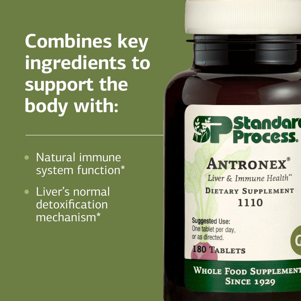 Standard Process Antronex tablets inside bottle suggest convenient daily consumption.
