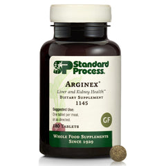 Standard Process Arginex bottle label highlighting antioxidant vitamin A support