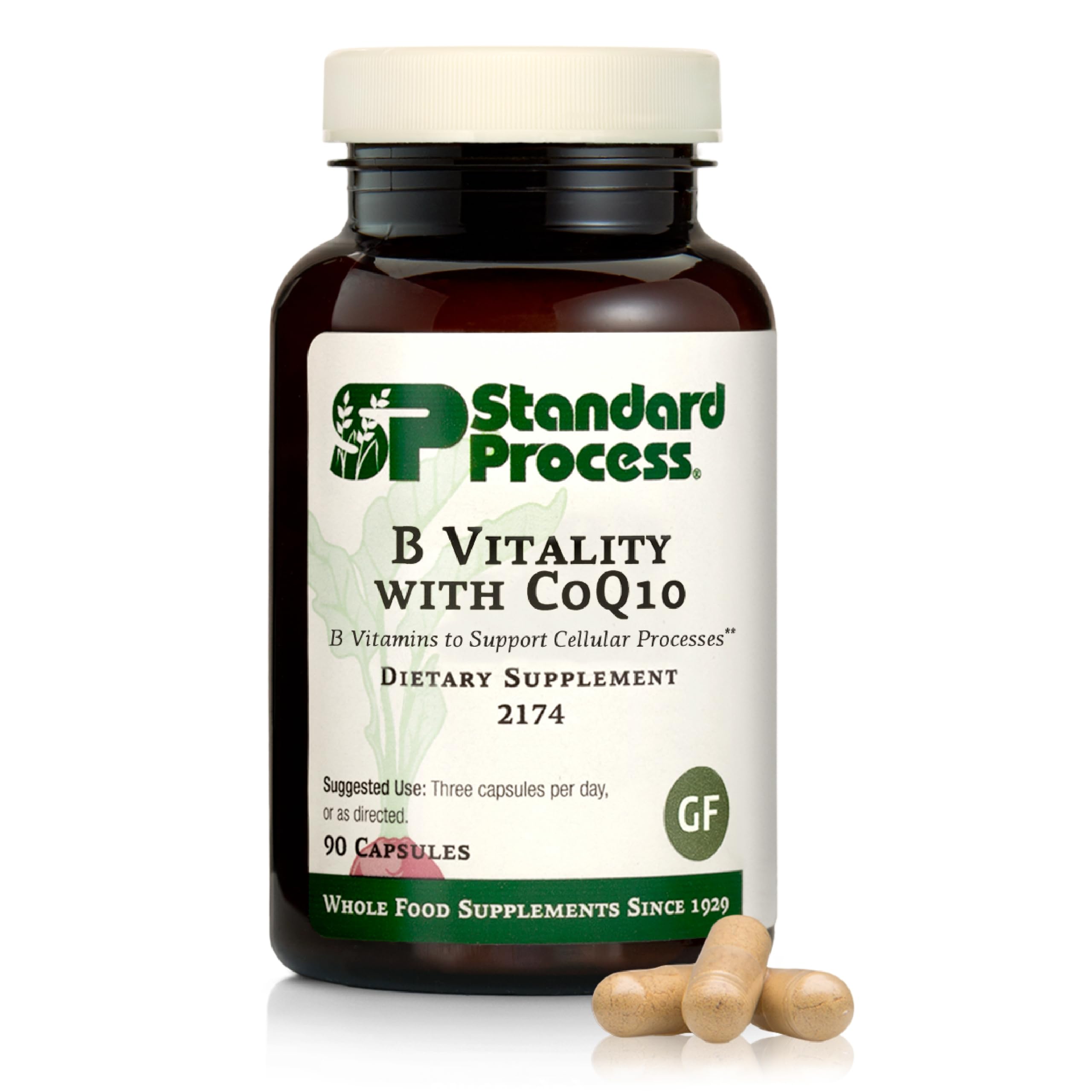 Standard Process B Vitality bottle with CoQ10 capsules suggesting cellular support