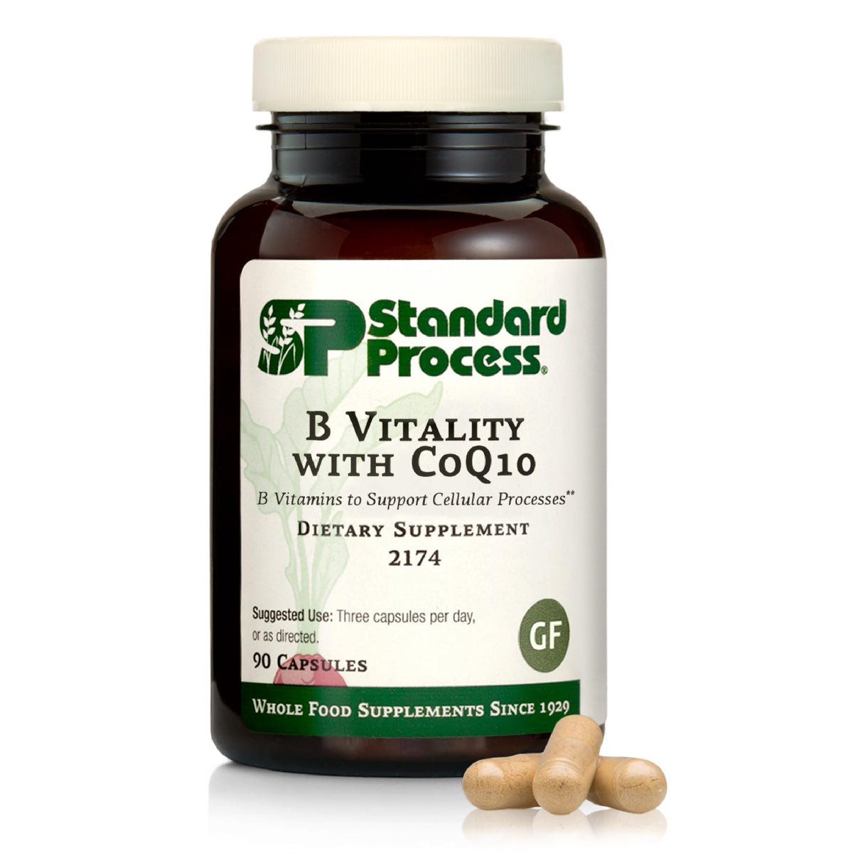 Standard Process B Vitality bottle with CoQ10 capsules suggesting cellular support