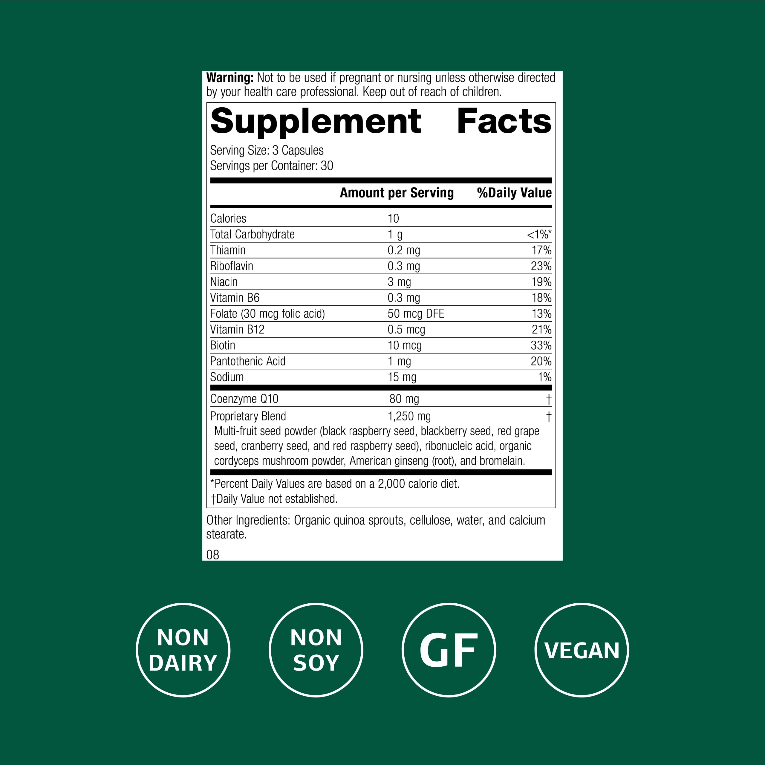 Close-up of Standard Process B Vitality capsules highlighting the B vitamin blend
