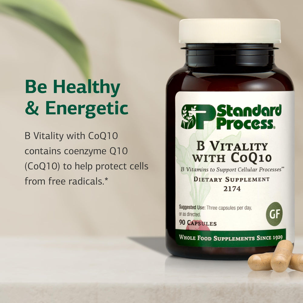 Standard Process B Vitality label view showing vegan and gluten-free credentials