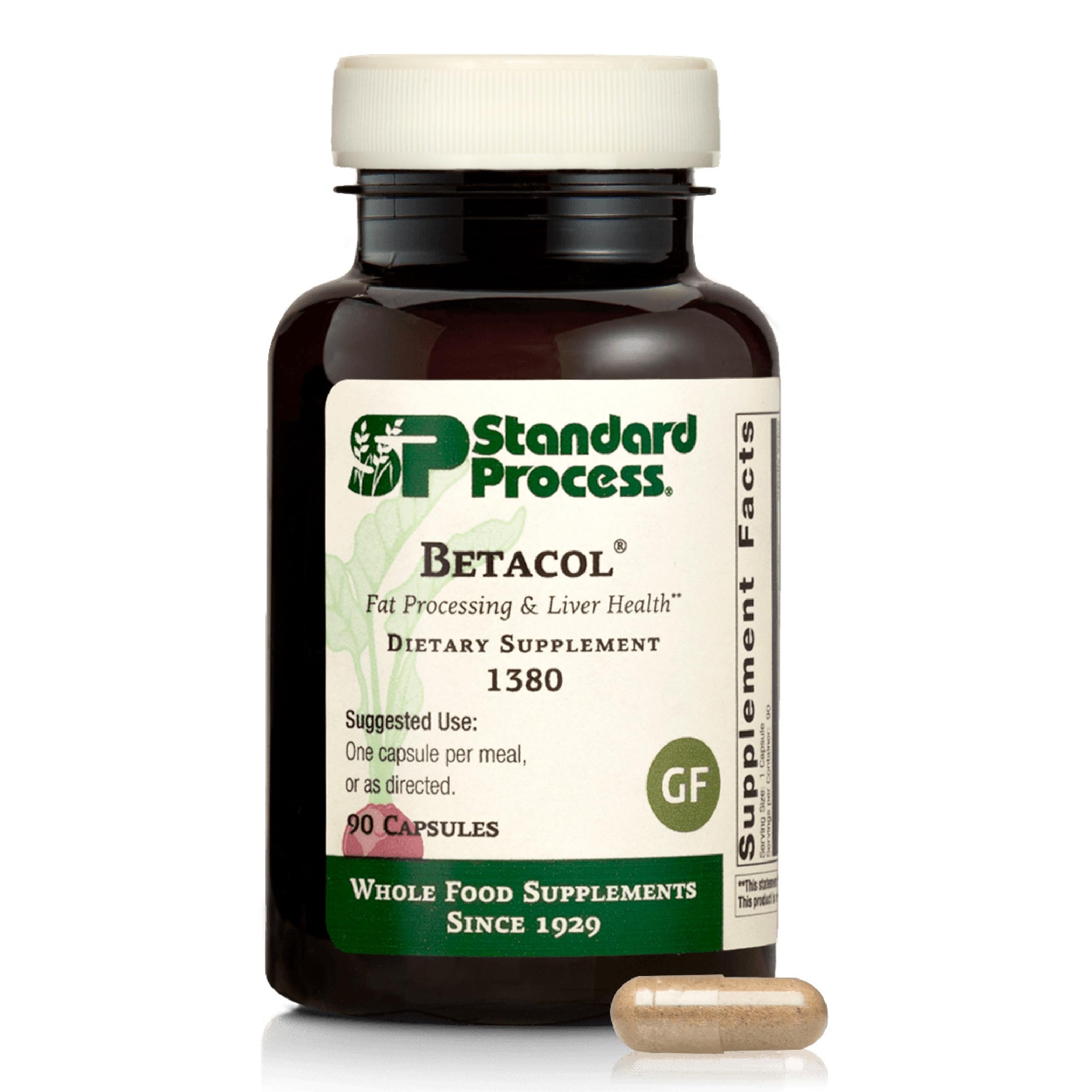 Standard Process Betacol bottle front highlighting liver support for digestion