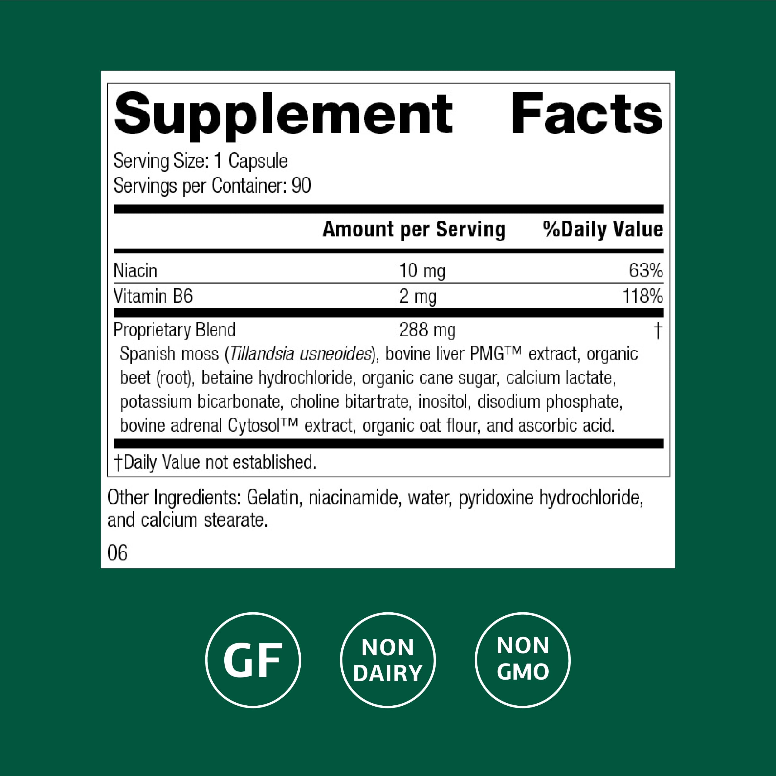 Betacol label closeup emphasizes niacin and vitamin B6 benefits
