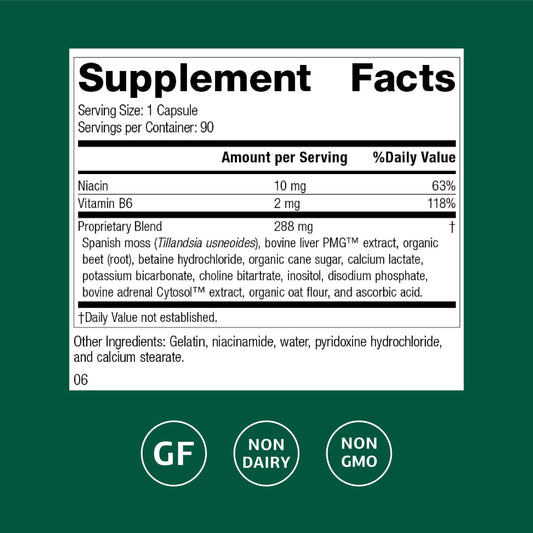 Betacol label closeup emphasizes niacin and vitamin B6 benefits