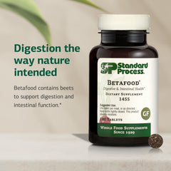 Betafood bottle on kitchen counter illustrating gluten-free vegan supplement use.