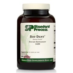 Standard Process Bio-Dent bottle closeup with bone health tablets for daily support