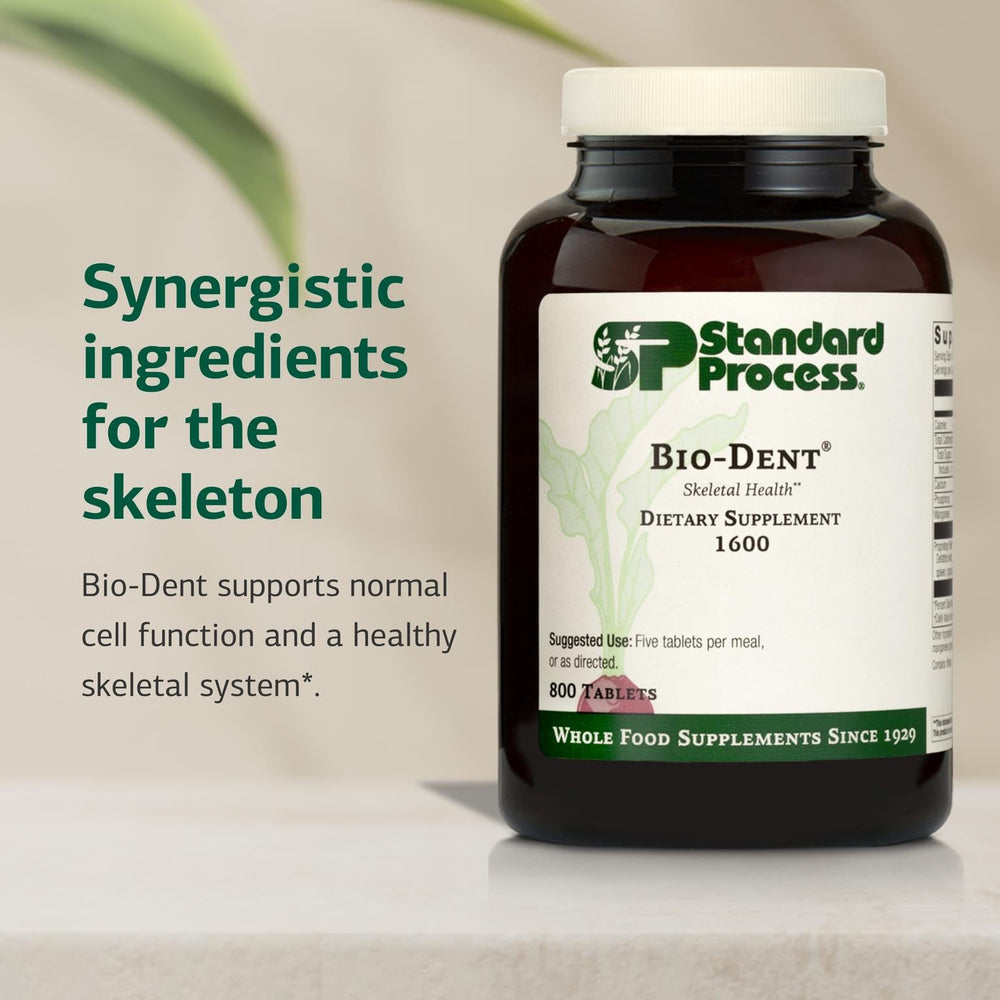 Standard Process Bio-Dent bottle label detailing whole-food nutrients for bones
