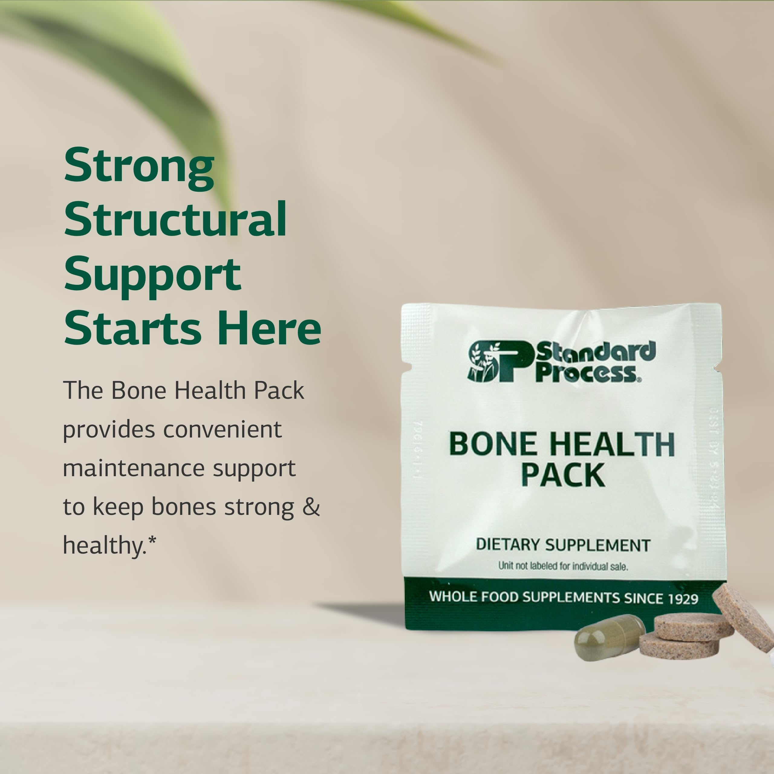 Standard Process Bone Health Pack non-dairy label for dietary compatibility.