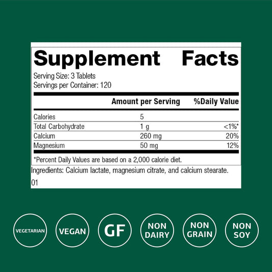 Standard Process Calcium Lactate tablets designed for daily mineral support of muscles and nerves