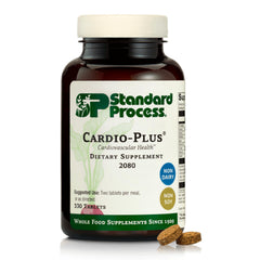 Standard Process Cardio-Plus bottle pour showing potential heart support during activity