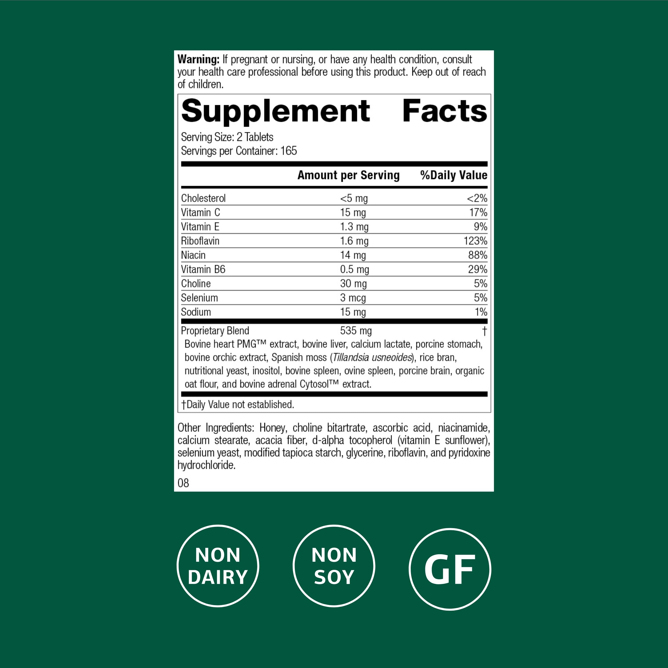 Standard Process Cardio-Plus GF bottle label close-up emphasizing gluten free claim.