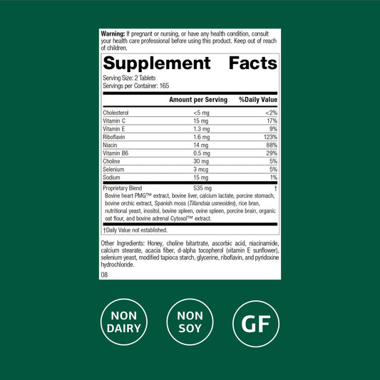 Standard Process Cardio-Plus GF bottle label close-up emphasizing gluten free claim.