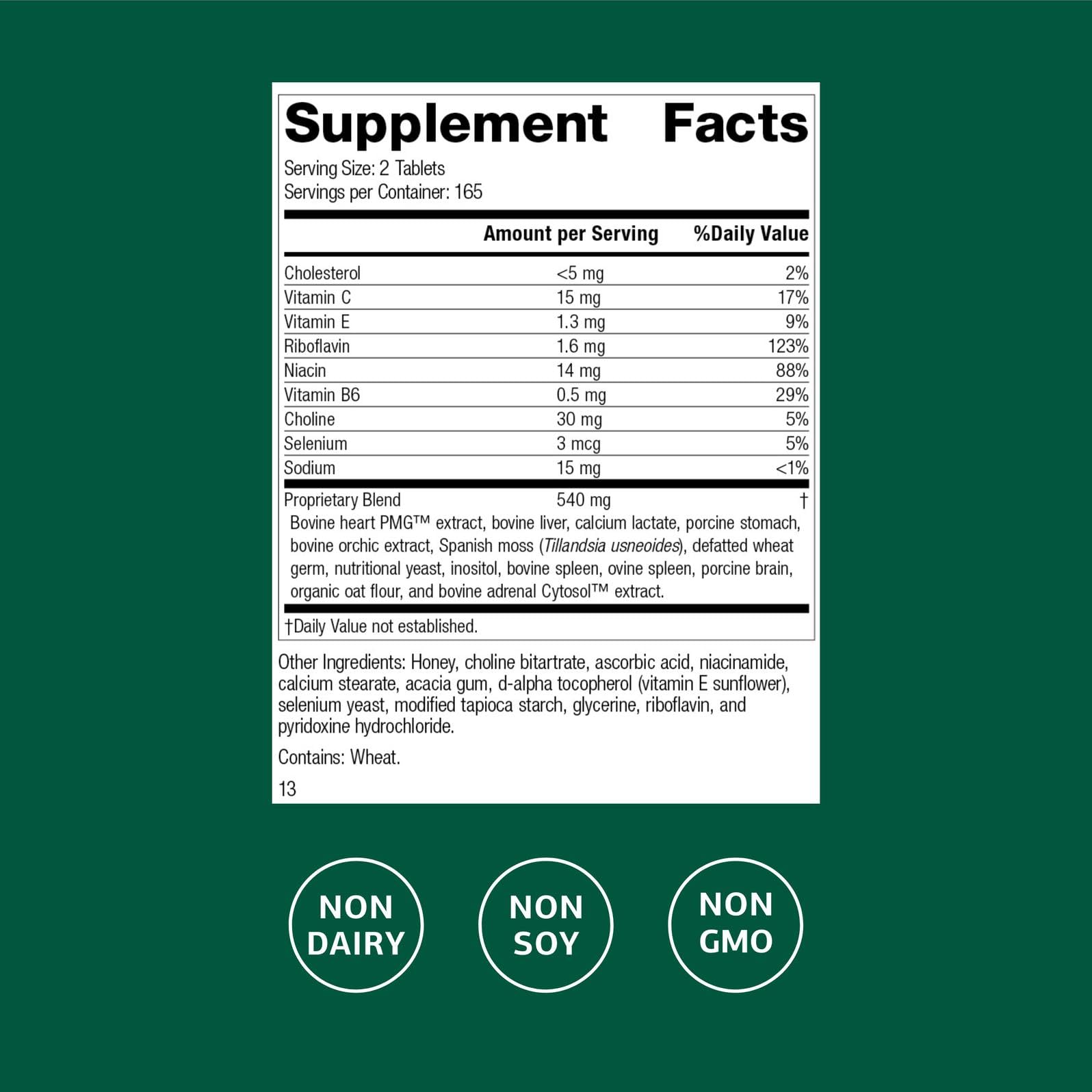 Standard Process Cardio-Plus label details highlighting clean ingredients