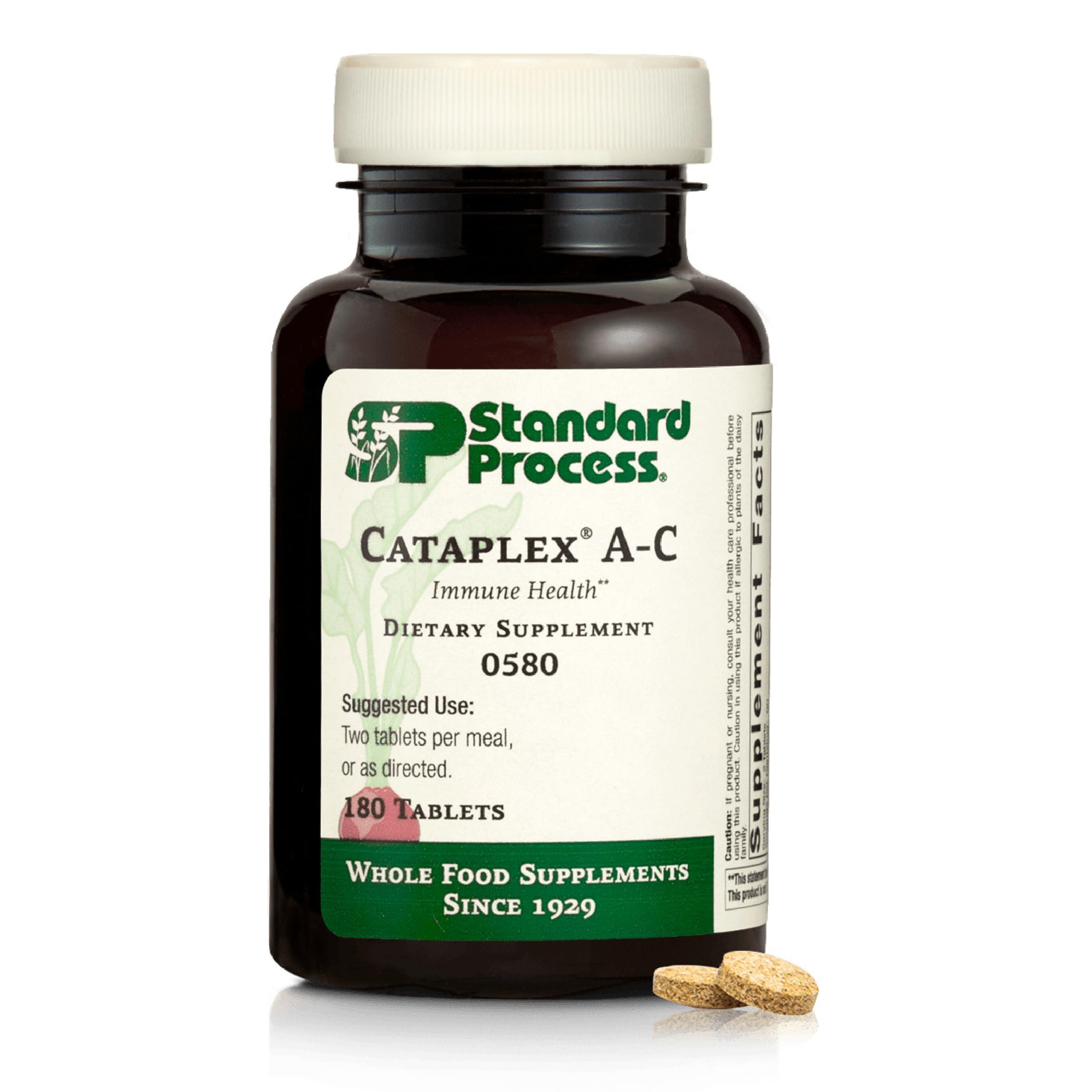 Standard Process Cataplex A-C bottle label highlighting immune support ingredients