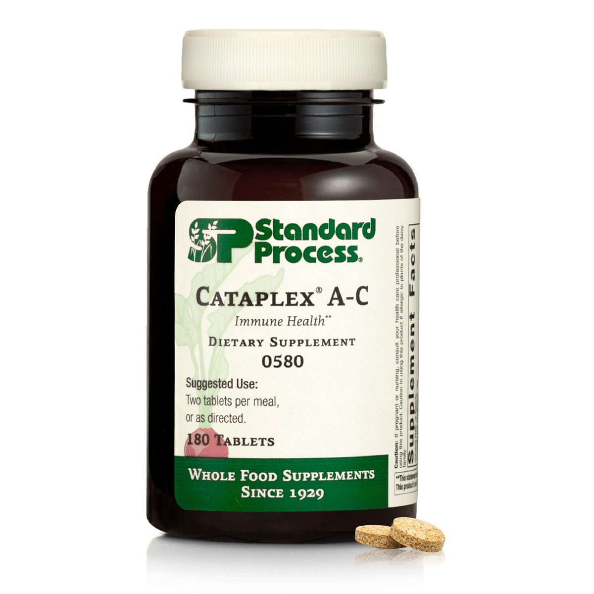 Standard Process Cataplex A-C bottle label highlighting immune support ingredients