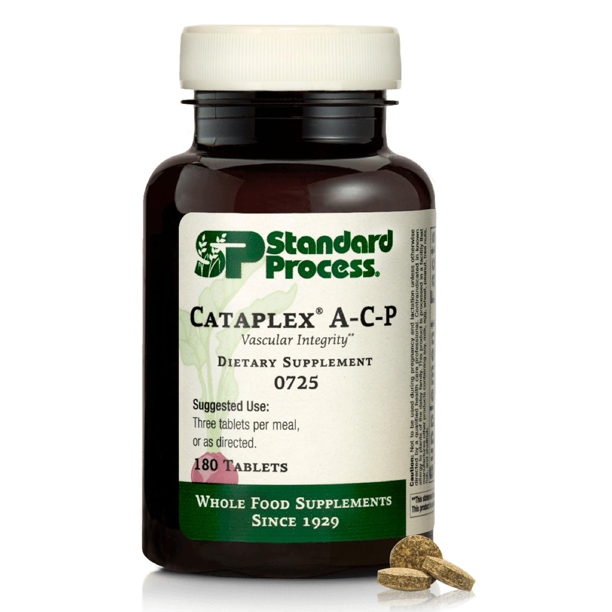Standard Process Cataplex A-C-P tablets close-up for immune support potential.
