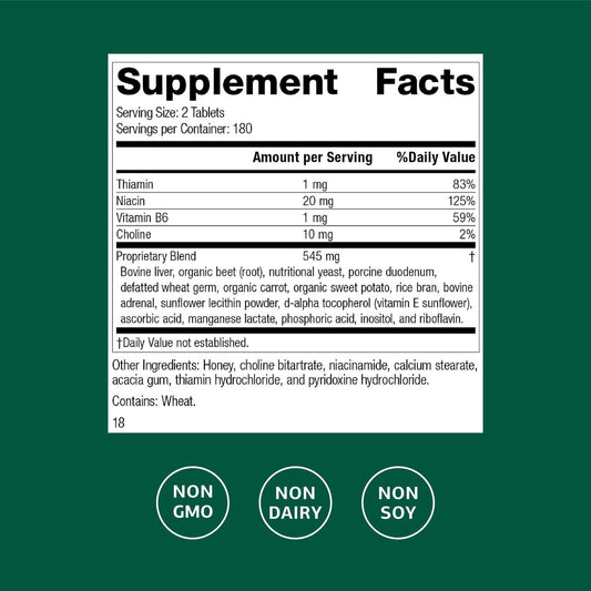 Standard Process Cataplex B bottle close-up highlighting rich B-complex nutrition.