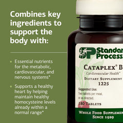 Cataplex B graphic illustrating nervous system and heart health benefits.