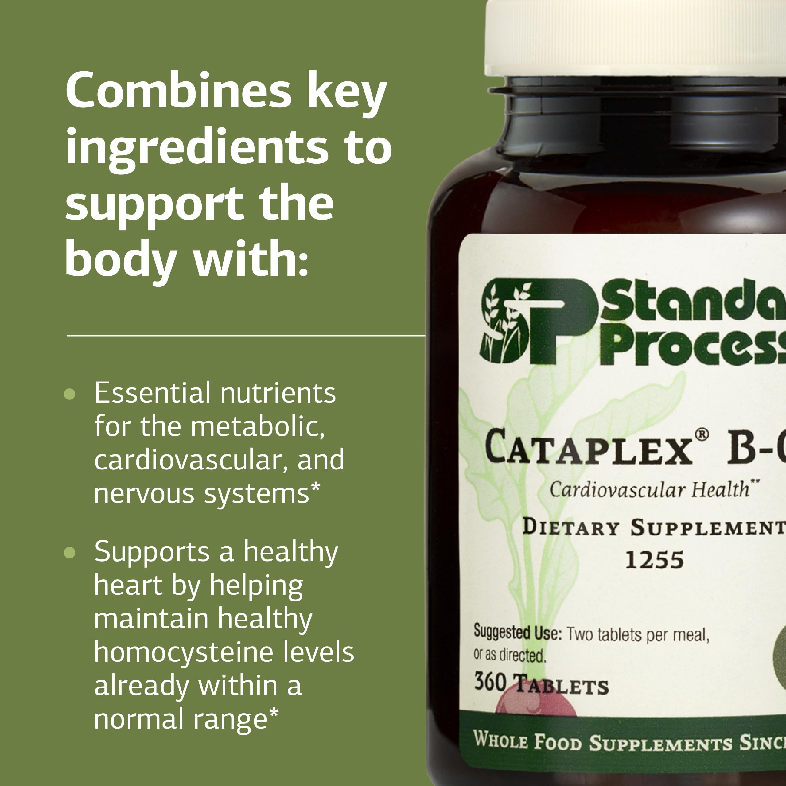 Standard Process Cataplex B-GF jars back panel with nutrition details