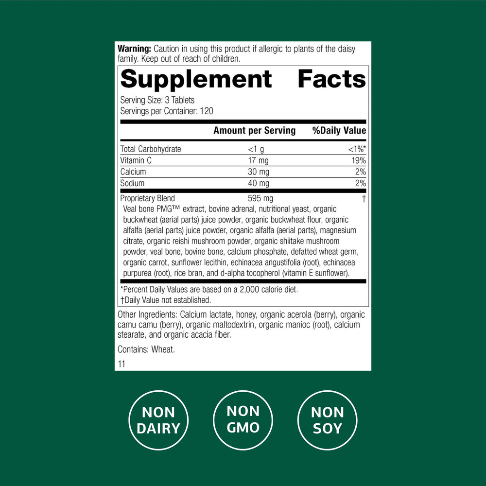 Standard Process Cataplex C bottle label closeup highlights natural vitamin C benefits.