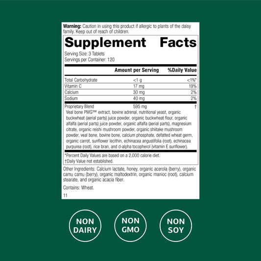 Standard Process Cataplex C bottle label closeup highlights natural vitamin C benefits.