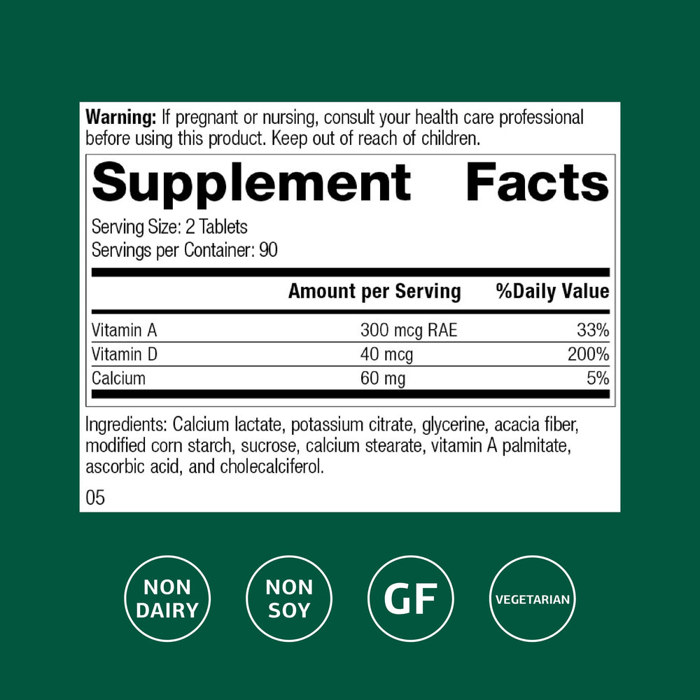Standard Process Cataplex D bottle back highlights gluten-free and dairy-free features.