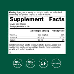 Standard Process Cataplex D bottle back highlights gluten-free and dairy-free features.
