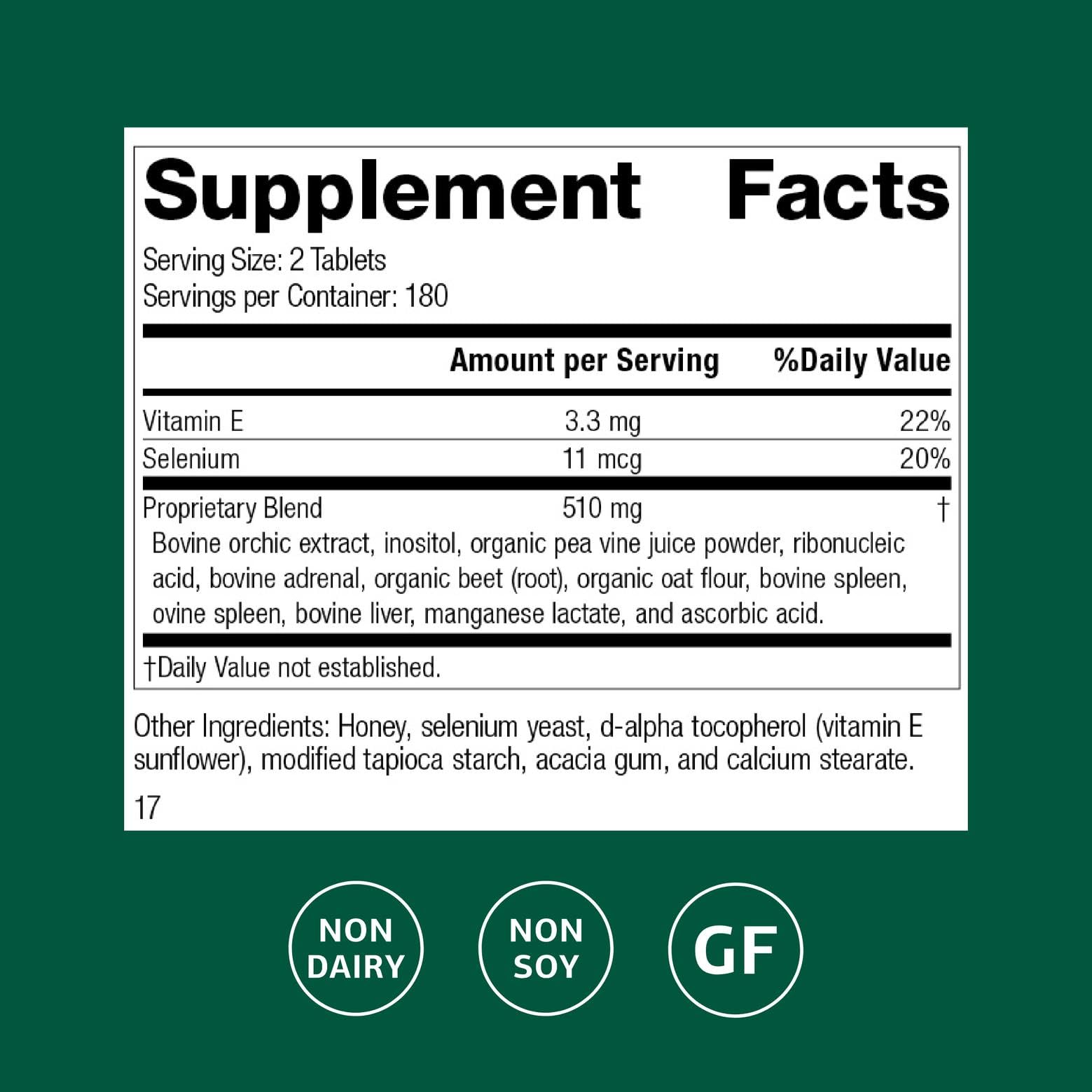 Cataplex E tablets close-up shows antioxidant vitamin E and selenium benefits.