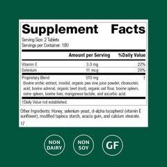 Cataplex E tablets close-up shows antioxidant vitamin E and selenium benefits.