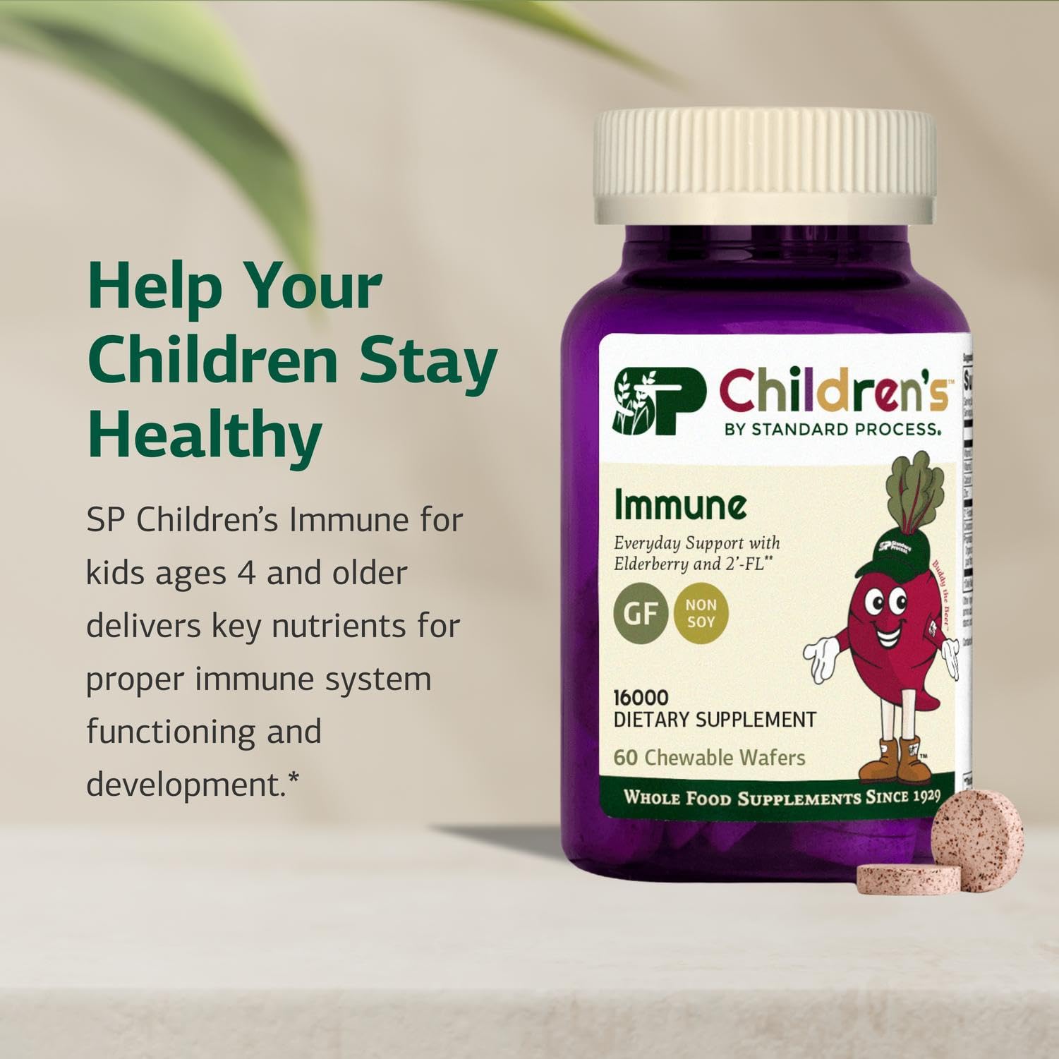 Label view of Standard Process Children's Immune ingredients and notes