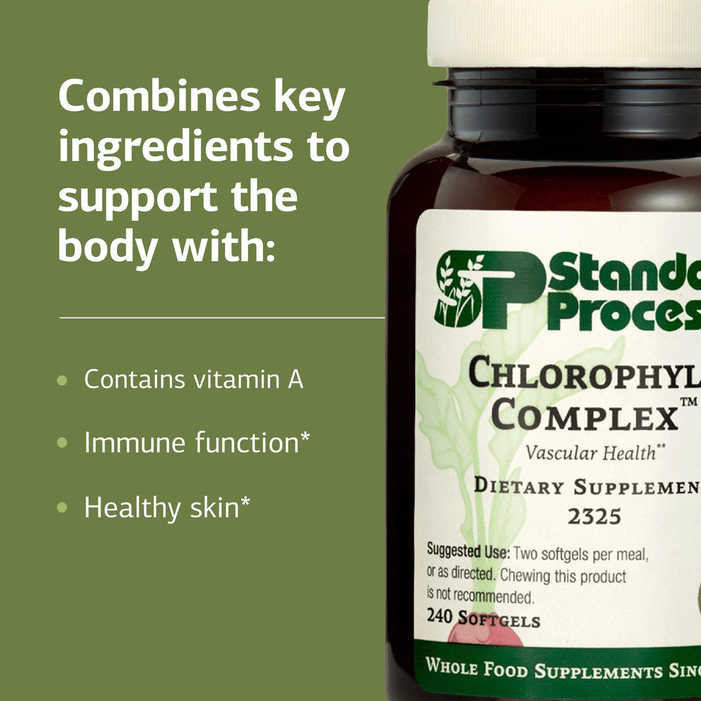 Pouring Standard Process Chlorophyll Complex for easy meal pairing