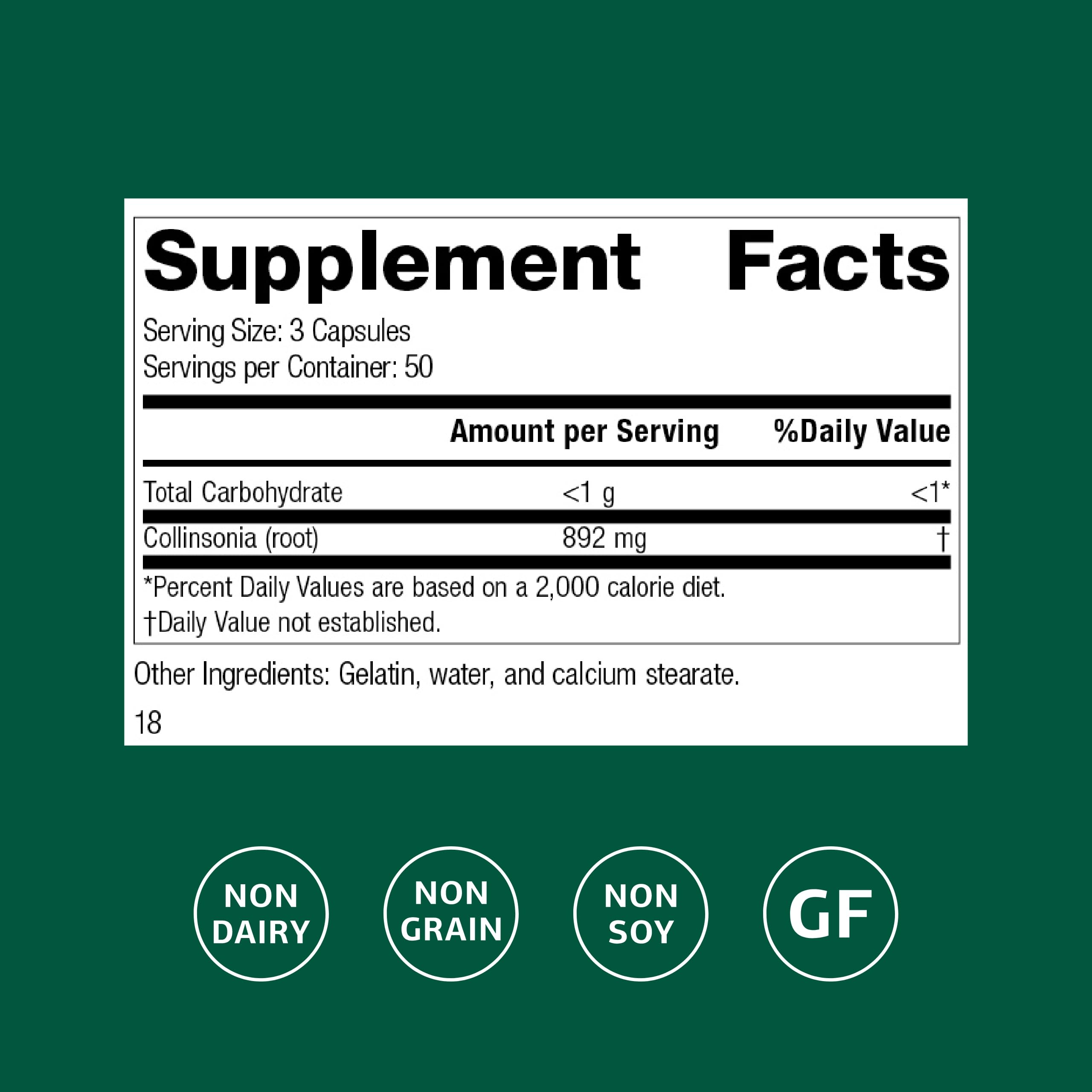 Standard Process Collinsonia Root capsules ready for daily use.