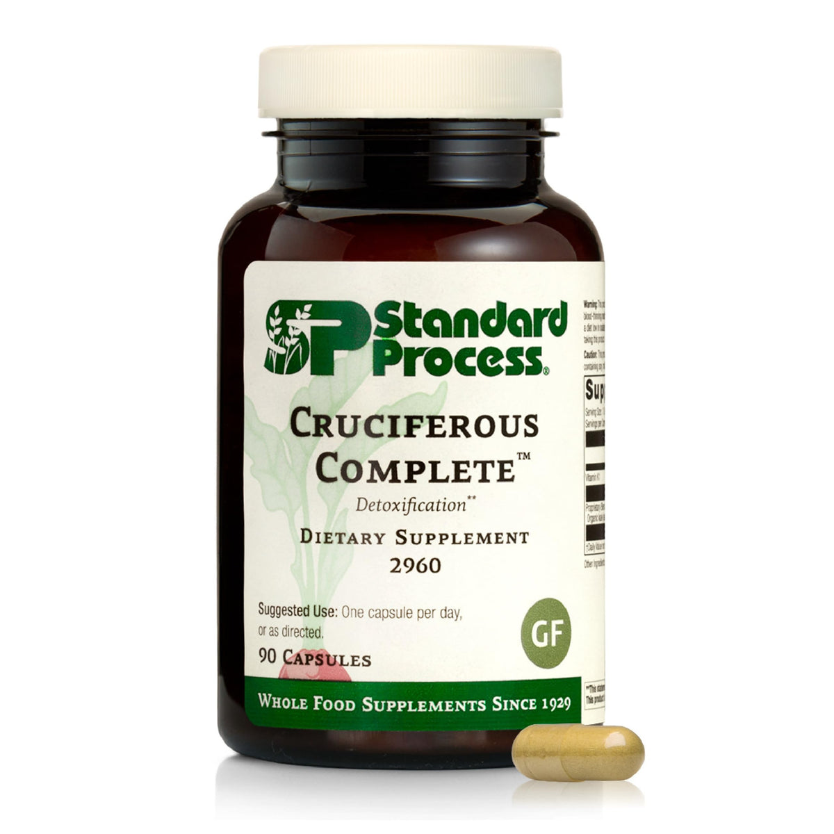 Standard Process Cruciferous Complete bottle for daily liver-support supplementation.