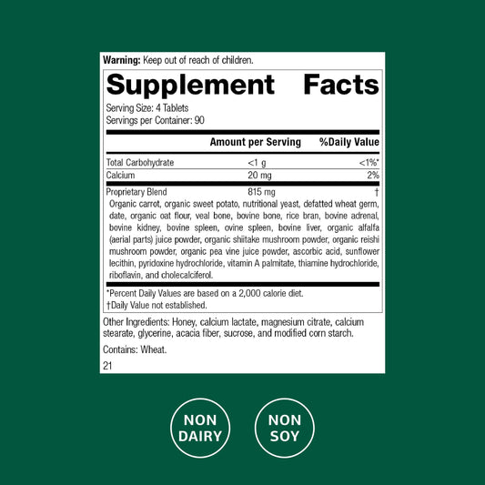 Standard Process Cyrofood bottle back label with ingredient details