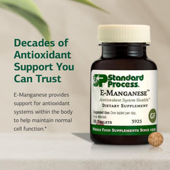 Standard Process E-Manganese tablets arranged for everyday vitality.