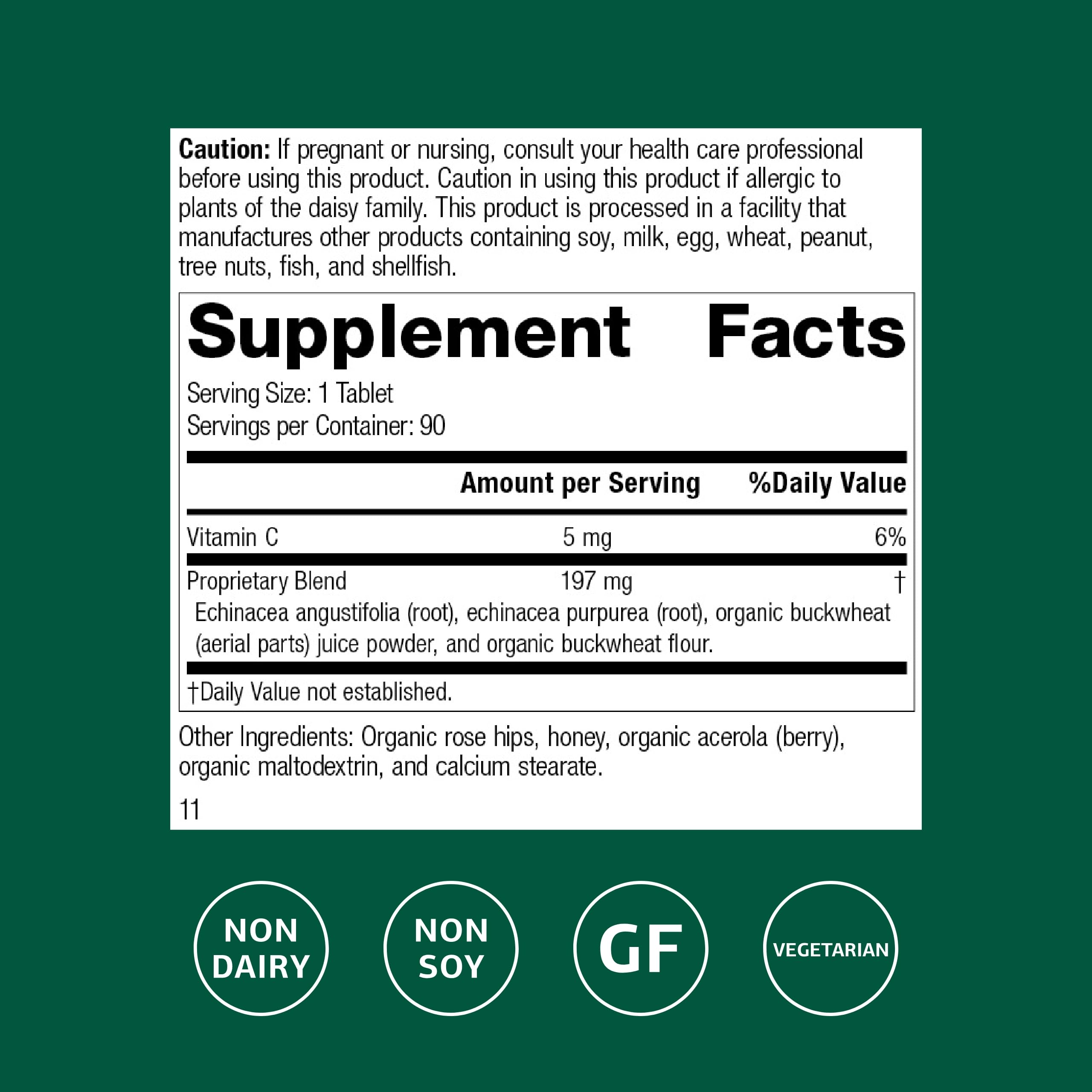 Standard Process Echinacea-C bottle being poured for vitamin C intake.
