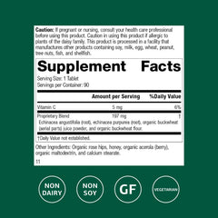 Standard Process Echinacea-C bottle being poured for vitamin C intake.