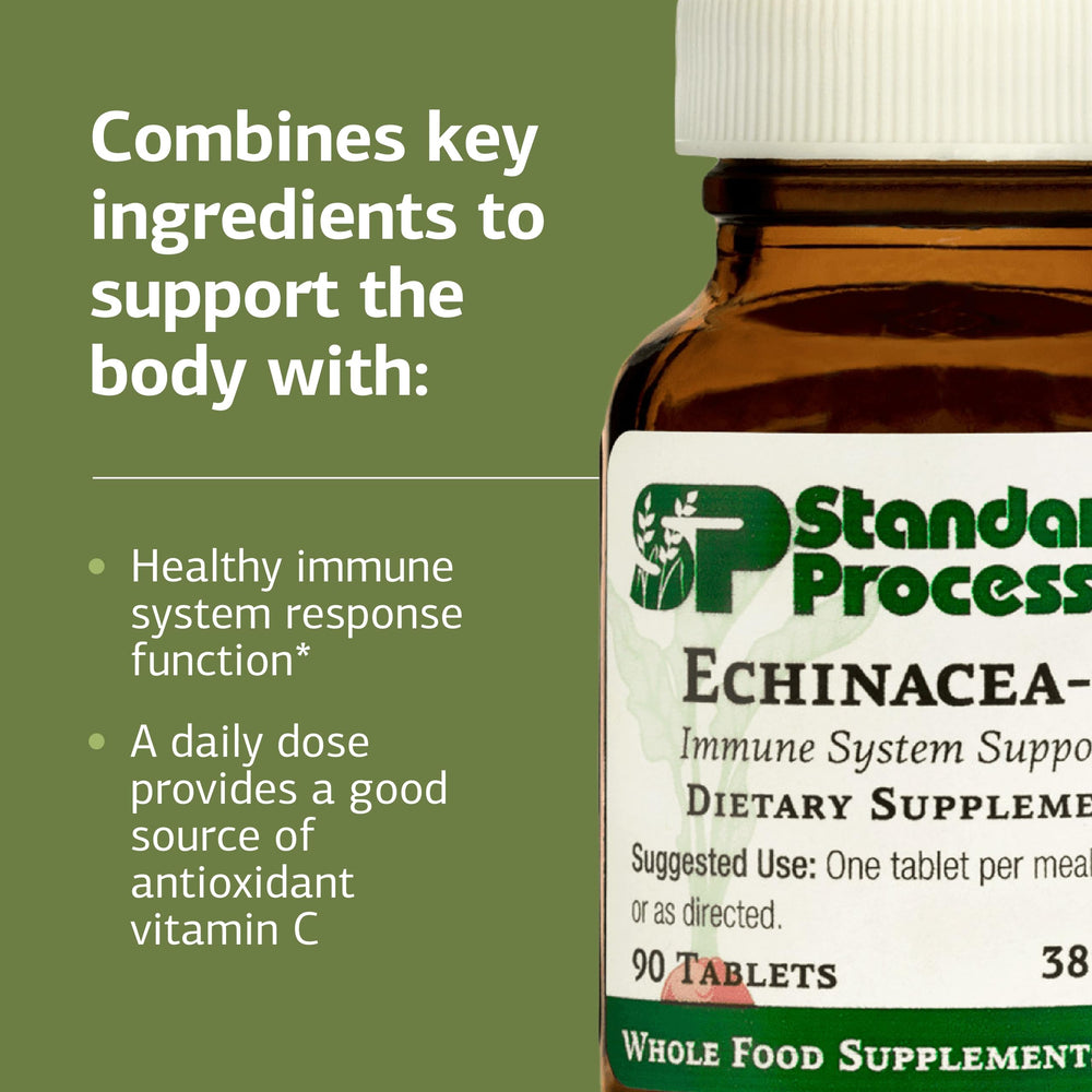 Standard Process Echinacea-C nutrition label with vitamin C details.