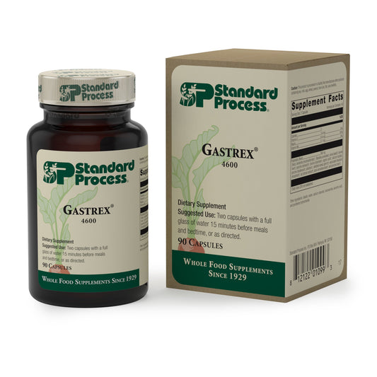 Standard Process Gastrex bottle pour highlights GI cleansing potential