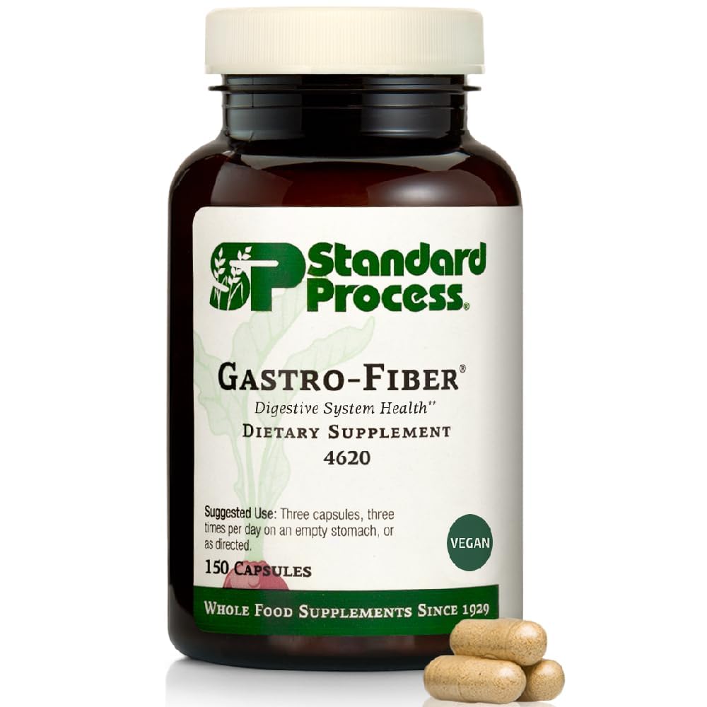 Standard Process Gastro-Fiber ingredients list shows psyllium, fennel, and carrot RG-I.