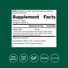 Ginkgo Synergy capsules closeup highlighting vegan, gluten-free formula